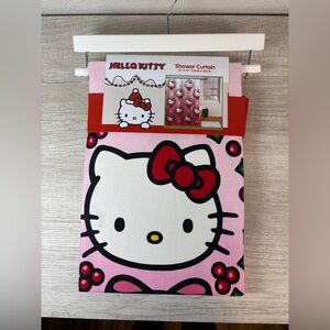 New Hello Kitty Holly Berry Christmas Wreath Pink Shower Curtain 70" x 72"